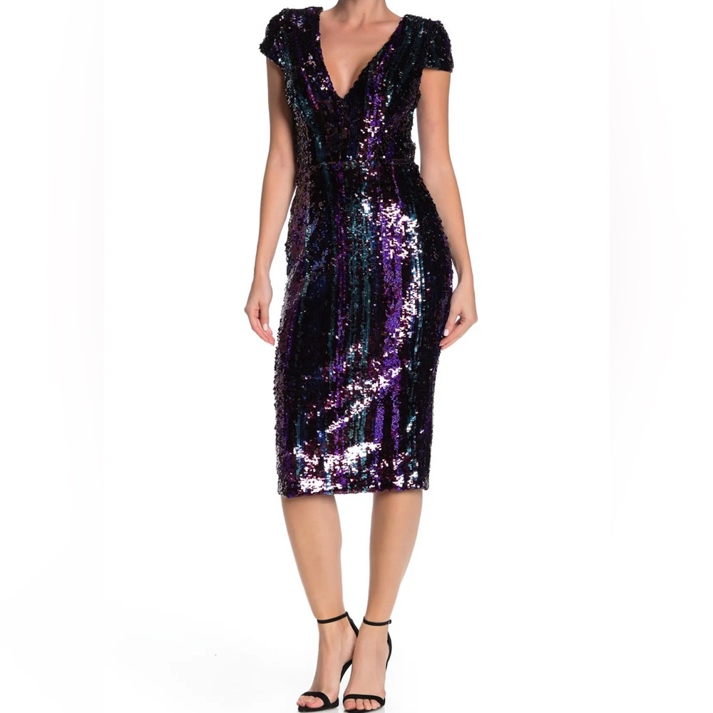 Dress the Population Purple Sequin Midi Dress - Picture 2 of 3